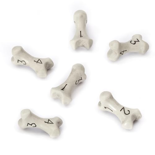 D4 Dice Set - Set of Six 4 Sided Dice - Skull & Bone Themed RPG Dice. Cool & Unique Gift and Compatible with Dungeons & Dragons (DND), D&D, Pathfinder, D and D. (Cleaned Bone White) - color: Cleaned Bone White, style: Six D4