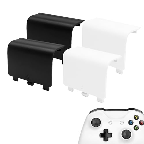 KELIFANG Replacement Battery Cover Door Compatible with Xbox One, One S, One X Controller, Battery Back Shell Repair Part Compatible with Xbox Wireless Controller (Black, White) - color: Black+White