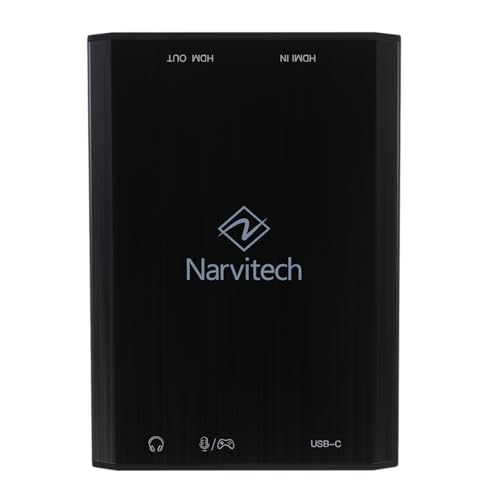 Narvitech NJ500 HDMI Capture Card – 4K60 HDR, 2K144, 1080P240 Passthrough, 4K30 Recording, Ultra-Low Latency, for PS5, Xbox Series X|S, Nintendo Switch 2, Quest 3, PC & Mac, OBS Streaming & Recording