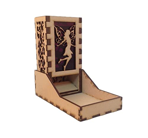 Fairy Mini Dice Tower v1 Purple Acrylic Window Laser Cut MDF Unique Fast Shipping