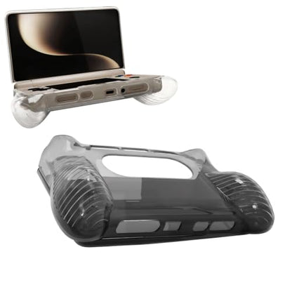 TEHAOUU Flip TPU Protective Case, Compatible with AYN THOR Handheld Game Console, Transparent Soft Shell, Full Wrap Portable Console Cover for Retro Game Travel Carry (Transparent Black) - color: Transparent Black