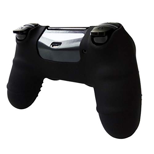 PS4 Controller DualShock4 Skin Grip Anti-Slip Silicone Cover Protector Case for Sony PS4/PS4 Slim/PS4 Pro Controller with 2 Thumb Grips (Black) - color: Black