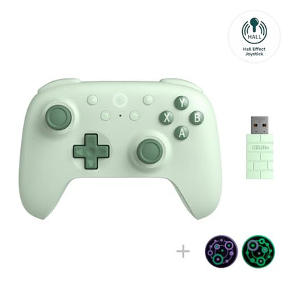 8Bitdo Ultimate 2C Hall Effect Joysticks and Hall Triggers Wireless Controller for Windows PC and Android, with Remappable L4/R4 Bumpers, Turbo function & Rumble vibration (Green) - color: Green, size: Ultimate 2C