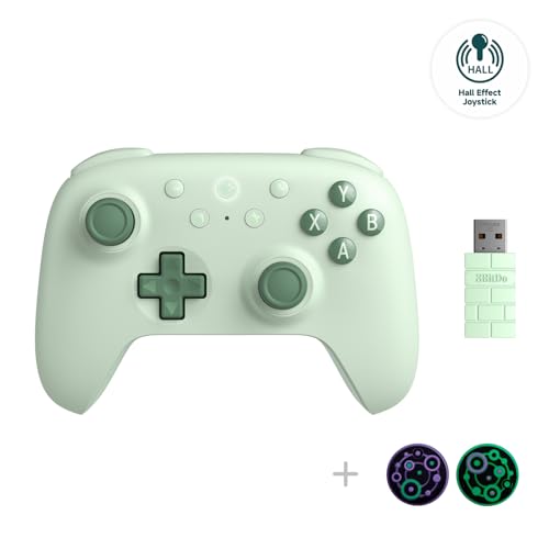 8Bitdo Ultimate 2C Hall Effect Joysticks and Hall Triggers Wireless Controller for Windows PC and Android, with Remappable L4/R4 Bumpers, Turbo function & Rumble vibration (Green) - color: Green, size: Ultimate 2C