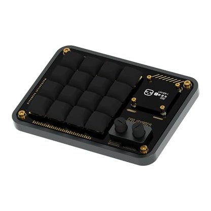 Double Knob Custom Macro Pad Programmable Designer Mini Keyboard 16 Keys with Screen (Grey,KB16) - color: Grey, size: 16-Key
