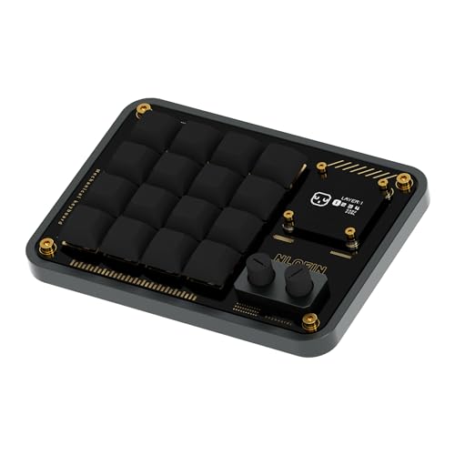 Double Knob Custom Macro Pad Programmable Designer Mini Keyboard 16 Keys with Screen (Grey,KB16) - color: Grey, size: 16-Key