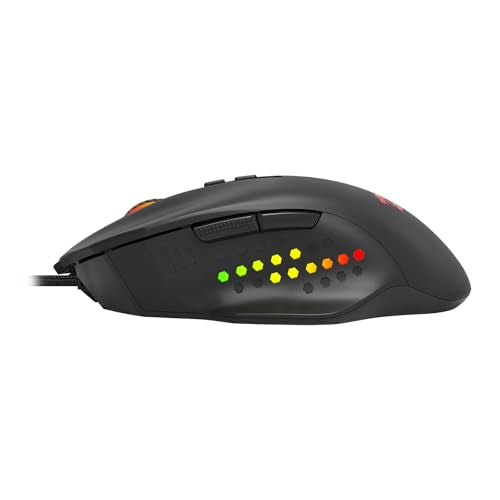 Redragon - Roadmaster M723 - Gaming Mouse - 12400 DPI Adjustable Wired Optical Gaming Mouse - 7 Programmable Buttons - 5 Backlit Modes - Max 12400DPI - 180CM High-Speed USB Braided Cable