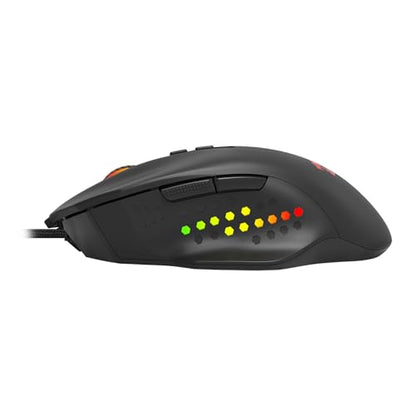 Redragon - Roadmaster M723 - Gaming Mouse - 12400 DPI Adjustable Wired Optical Gaming Mouse - 7 Programmable Buttons - 5 Backlit Modes - Max 12400DPI - 180CM High-Speed USB Braided Cable