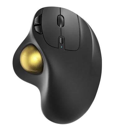 Nulea M501 Wireless Trackball Mouse Ergonomic Thumb Control, 4 DPI Levels | Rechargeable rollerball mouse with Bluetooth USB receiver,3 device use,smooth tracking,compatible with PC Mac Windows-Gold - color: H-Gold