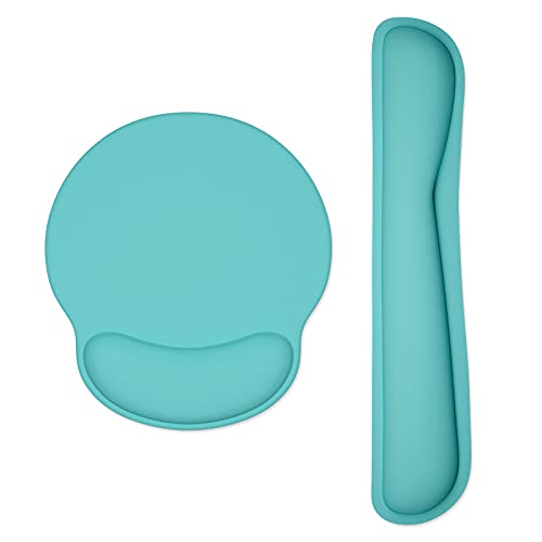 Dapesuom Keyboard Wrist Rest and Mouse Pad with Wrist Support, Cute Memory Foam Cushion for Keyboard and Mouse Set, Ergonomic Desktop Pad Rests with Non Slip Base for Easy Typing & Pain Relief, Green - color: A-green