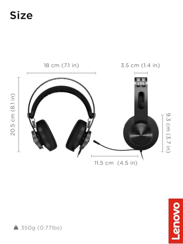 Lenovo Legion H500 PRO 7.1 Surround Sound Gaming Headset, Noise-Cancelling Mic, Memory Foam & PU Leather Earcups, Stainless Steel Headband, PC, PS4, Xbox One, Nintendo Switch, GXD0T69864, Black - style: H500