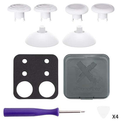 eXtremeRate ThumbsGear Interchangeable Ergonomic Thumbsticks for Nintendo Switch 2 Pro Controller, Replacement Analog Thumb Sticks & Tools, 2 Height Adjustable Convex & Concave Grip Joysticks - White - color: White