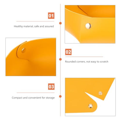 VICASKY Foldable PU Dice Tray Large Desktop Storage Box Dice Holder Organizer for RPG Tabletop Games Yellow