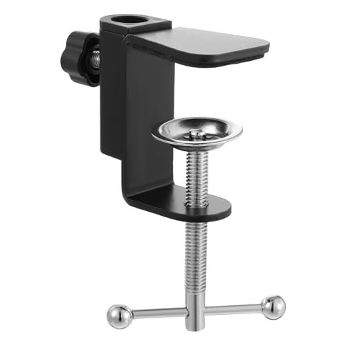 Black C-Clamp, 2 in 1 Table Mount Clamp for Microphone | Metal Desk Clamps Mount Holder with Adjustable Screw for Microphone Suspension Boom Scissor Arm Stand Holder, Black