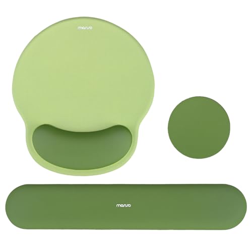 MOSISO Wrist Rest Support for Mouse Pad&Keyboard Set, Olive Green | Circle Curved Ergonomic Mousepad Non-Slip Base Home/Office Pain Relief&Easy Typing Pad with Soft Cloth&Silicone Lining - color: Olive Green