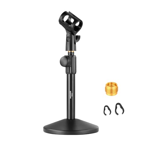 NEEWER Desk Microphone Stand, Adjustable Table Top Mic Holder Mount with Clip and 3/8" to 5/8" Adapter Compatible with Blue Yeti Snowball HyperX QuadCast SoloCast Shure, Max Load 3.3 lbs, MS015 - style: MS015
