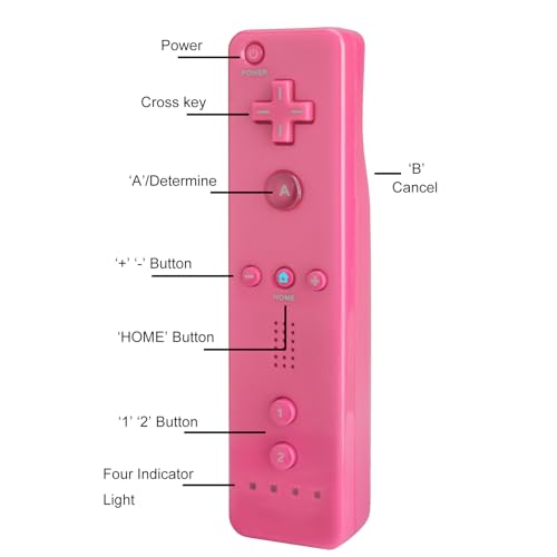 TechKen Wii Controller 2 Pack, Wii Remote Controller with Silicone Case and Wrist Strap, Wii Remote Controller for Wii/Wii U - color: Pink