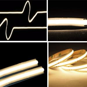4.9ft LED Strip Lights Dimmable, 5V Warm White Plug in USB COB String | 3000K Dotless Rope Lighting, Flexible and Cuttable, CRI 90, Sticky Tape for TV Backlight, Cabinet, Mirror, Bed, Computer, DIY - size: 4.92ft-3000K-USB Dimmer