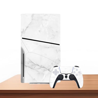 Console Skin Sticker Wrap Compatible with PS5 Slim Disc (White) | Protective Vinyl Decal, Game Controller Cover - color: White