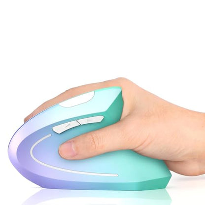 Lekvey Ergonomic Mouse, Vertical Wireless Mouse, Rechargeable 2.4G Optical Carpal Tunnel Mice: 800/1200 / 1600 DPI, 6 Buttons, for Laptop, PC, Mac, Computer, Desktop, Notebook etc, Green Purple - color: Green and Purple