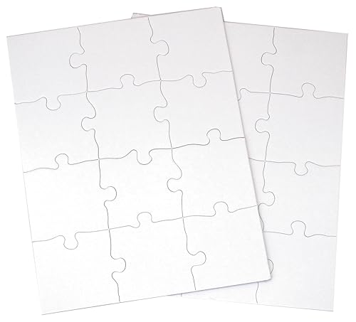 INOVART Puzzle-It 12-Piece Blank Puzzle, 12 Puzzles Per Package, 8-1/2" x 11", White - size: 12 Pieces (8.5 x 11 in), style: 12 Puzzles Per Package
