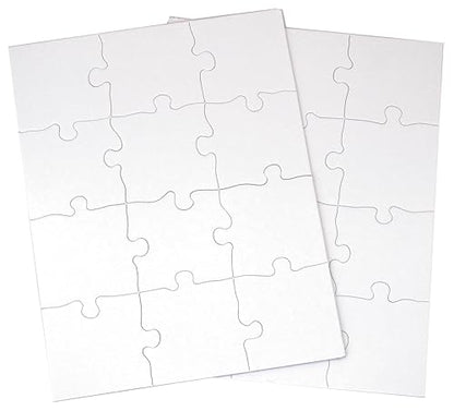 INOVART Puzzle-It 12-Piece Blank Puzzle, 12 Puzzles Per Package, 8-1/2" x 11", White - size: 12 Pieces (8.5 x 11 in), style: 12 Puzzles Per Package