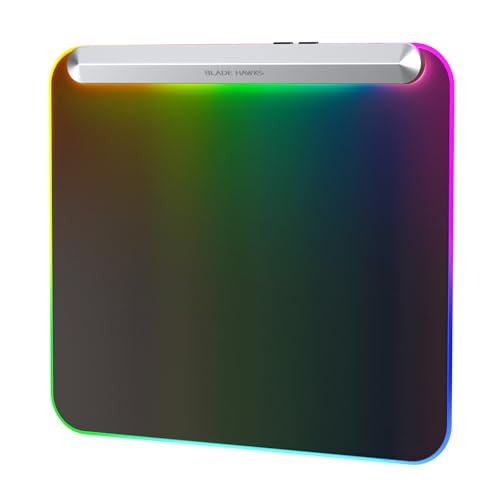 BX10 Fully Illuminated RGB Gaming Mouse Mat: Backlit Design - 15 Zone Chroma Lighting - USB 2.0 Port - Detachable USB Type C Cable - Micro Textured Surface - Anti Slip Base-Silver - color: Silver