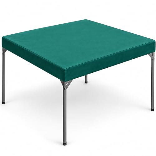 party greeting Game Table Cover for Square Tables Game Tablecover Folding Elastic Contraction Felt Gaming Mat for Card Playing Poker Cards Mahjong Puzzles Board Games (Green 34 x 34 Inch) - color: Green