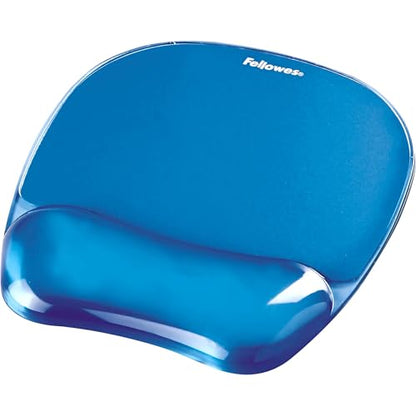 Fellowes Crystals Gel Mouse Pad Wrist Rest - Blue (91141) (Pack of 4) - color: Blue, size: 9.1L x 7.9W inches (Pack of 4)
