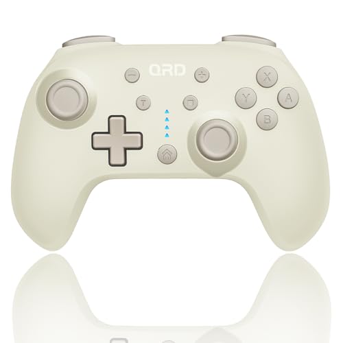 QRD Junior E5 Wireless Controller for Switch PC Android, White | Switch 2/Switch Lite/OLED Windows PC Mac iOS Android,6 Axis Gyro,TURBO,Mini-Sized Controller - color: Switch Controller White