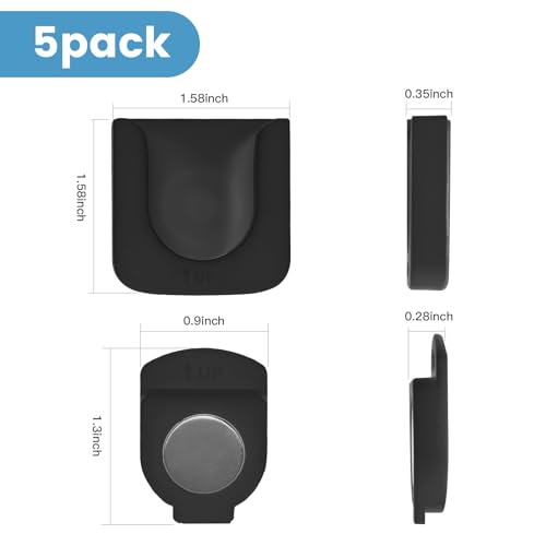 Remote Control Holder Wall Mount 5 Pack Magnetic Control Organizer Containers for TV Air Conditioning Remote Control Wall Hook Holder with Self Adhesive for Home Office School (Black)