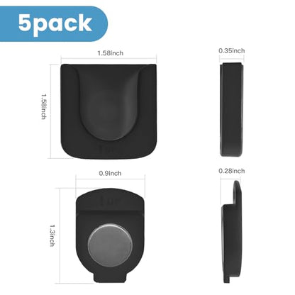 Remote Control Holder Wall Mount 5 Pack Magnetic Control Organizer Containers for TV Air Conditioning Remote Control Wall Hook Holder with Self Adhesive for Home Office School (Black)
