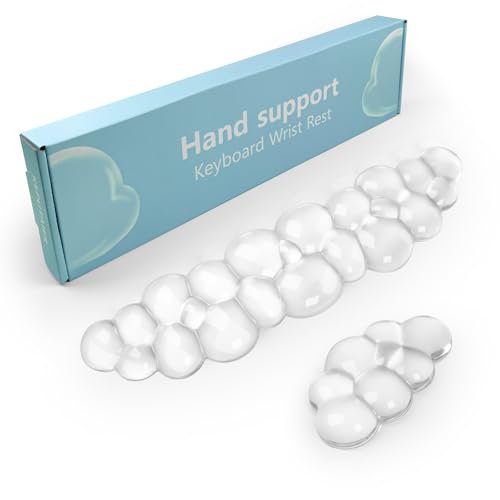 Gel Cloud Keyboard and Mouse Wrist Rest, Cute Wrist Support and Arm Support Keyboard Rest for Keyboard and Mouse Typing Pain Relief，Suitable for Office/Computer/Laptop/Gaming（White） - color: White