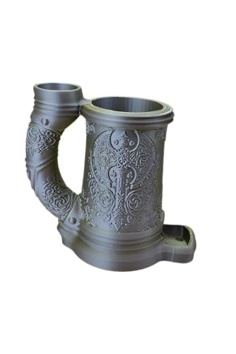 Barbarian Crest Dice Tower with Can Cozy & Storage - DND Dice Tower - Roleplaying Games Accessories - Tabletop RPG Dice Organizer - Dragon Dice Tower for Beer (Silver/Gold) - color: Silver/Gold