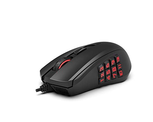 Amazon Basics Pro Gaming Mouse with 12,000 DPI Optical Sensor, 12 Programmable Buttons, Backlit RGB LED - Black