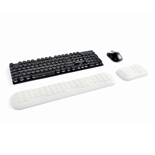 UnivoColors Full-Sized Keyboard & Mouse Wrist Rest Set-Ergonomic 3.0 Upgrade,Wave Curve Support,Comfortable Support & Fatigue Relief,Non-Slip Base,Perfect for Work & Gaming(Ivory) - color: Ivory, style: Full Size Keyboard + Mouse Wrist Pad Set