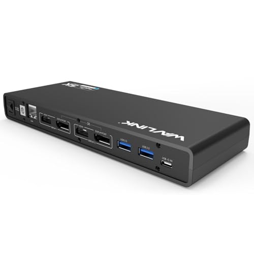 WAVLINK Pro Dual 4K@60Hz Universal Docking Station | USB 3.0/USB-C Laptop Dock for Mac & Windows | 2 HDMI/DP Monitors, Gigabit Ethernet, 6 USB 3.0 | Home Office & Multi-Screen Productivity. - color: 69DK25