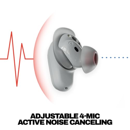 Skullcandy Method 360 ANC Wireless Earbuds with Sound by Bose - Cement | In-Ear Fit, Premium Active Noise Cancellation, 40 Hours Battery, Sweat and Water Resistant, Microphone for iPhone Android - color: Cement
