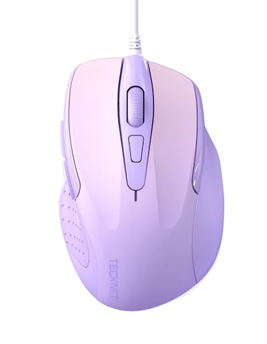 TECKNET Wired Mouse, 6-Button Corded with 4 Adjustable DPI, Optical Ergonomic Design, 5FT Cord for Laptop, Chromebook, PC, Desktop, Mac, Notebook - Gradient Lavender - color: Gradient Lavender