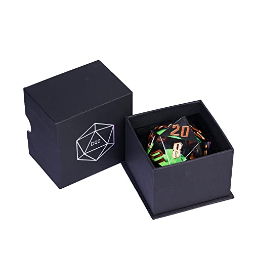 Cusdie Large D20 Dice 55mm with Sharp Edges, D&D 20 Sided Dice, Handmade DND Giant D20 for RPG, Table Games(Green Skull) - color: Green Skull