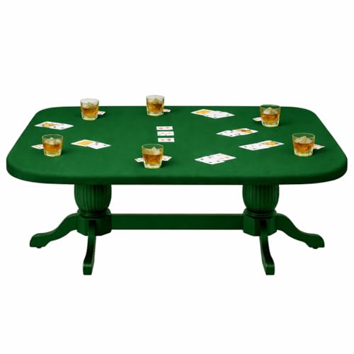 Felt Card Game Table Cover for Playing Cards, Poker, Mahjong, Domino, Bridge and Board Game, Elastic Fitted Tablecloth for 48 x 96 Inch Rectangle Tables - Black - color: Green, size: 96" (Round)