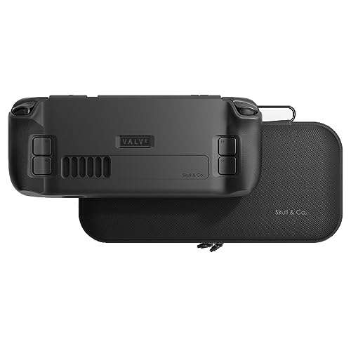 Skull & Co. GripCase Bundle for Steam Deck: Soft Protective Case with Textured Grips Full Protection and Stand, Non-Slip and Anti-Scratch Cover Design [with Slim Carrying Case] - Black - color: Black, size: GripCase Bundle