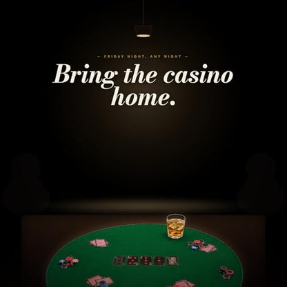 Felt Card Poker Table Cover 36-42 inches Green Stretch Elastic Fitted Bridge Card, Mahjong, Dominoes and Casino Game Night Table Topper Table Cloth Protector