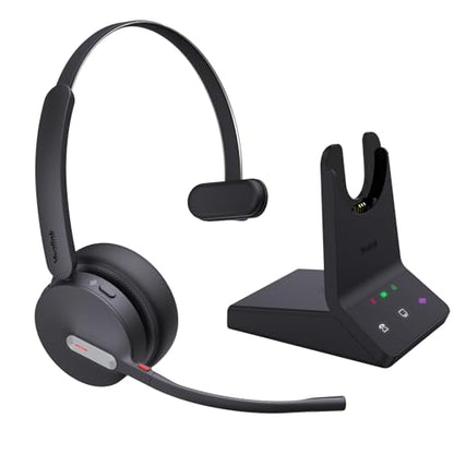 Yealink WH64 Mono Wireless Headset with Mic, Dual Mode DECT & Bluetooth | Ultra 606 ft Range, 3 Ai Noise Cancelling Mic, 26 Talk Time, Work with IP Phone, PC, Cellphone, Teams, Zoom, and Other UC - style: WH64 Mono-ear UC
