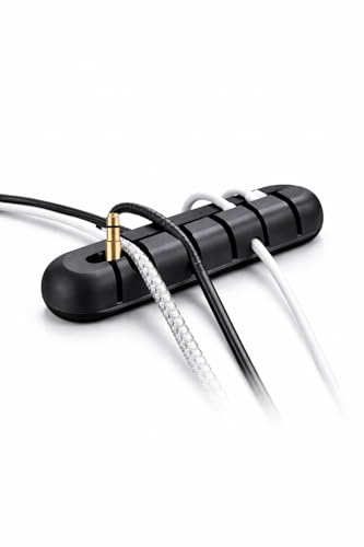 Cable Organizer for Desk – Cord Holder Clips, Cable Management Organizer, Silicone Wire Clips for USB Charging Cable, Headphones, Office & Home Desk Setup - color: Black
