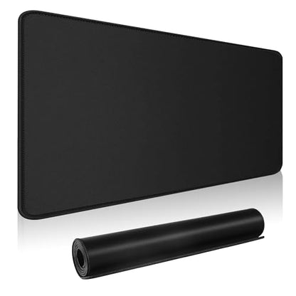 Large Gaming Mouse Pad Extended XXL Mouse Mat Long Desk Pad with Stitched Edges for Keyboard Home Office Gaming Work Big Desk Pad (35.4x15.7IN,90x40) (Black) - color: Black