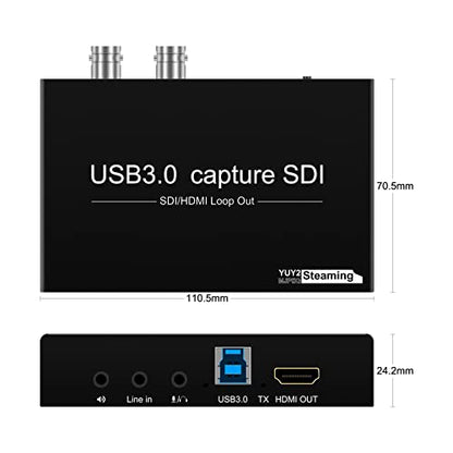 HDMI SDI to USB Capture Card USB3.0 1080P60fps SDI to HDMI Converter SDI Out&Audio Mixing,SDI2HDMI,SDI Game Video Capture Card