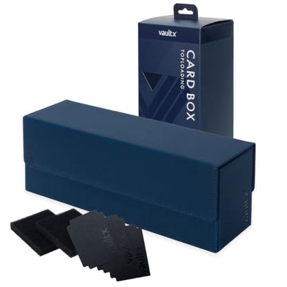 Vault X Card Storage Box, Exo-Tec Material, Detachable Magnetic Lid, with Dividers & Foam Fillers, for Trading Cards (Blue)
