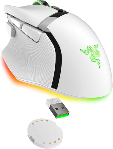 Razer Basilisk V3 Pro Customizable Wireless Gaming Mouse: Fast Optical Switches Gen-3 - HyperScroll Tilt Wheel - Chroma RGB - 11 Programmable Buttons - Focus Pro 30K Optical Sensor - White - color: White