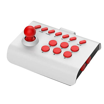 Arcade Fight Stick Joystick For PS4/PS3/PC,Game Controller Fighting Joystick with Turbo & Macro Functions (white red) - color: white red